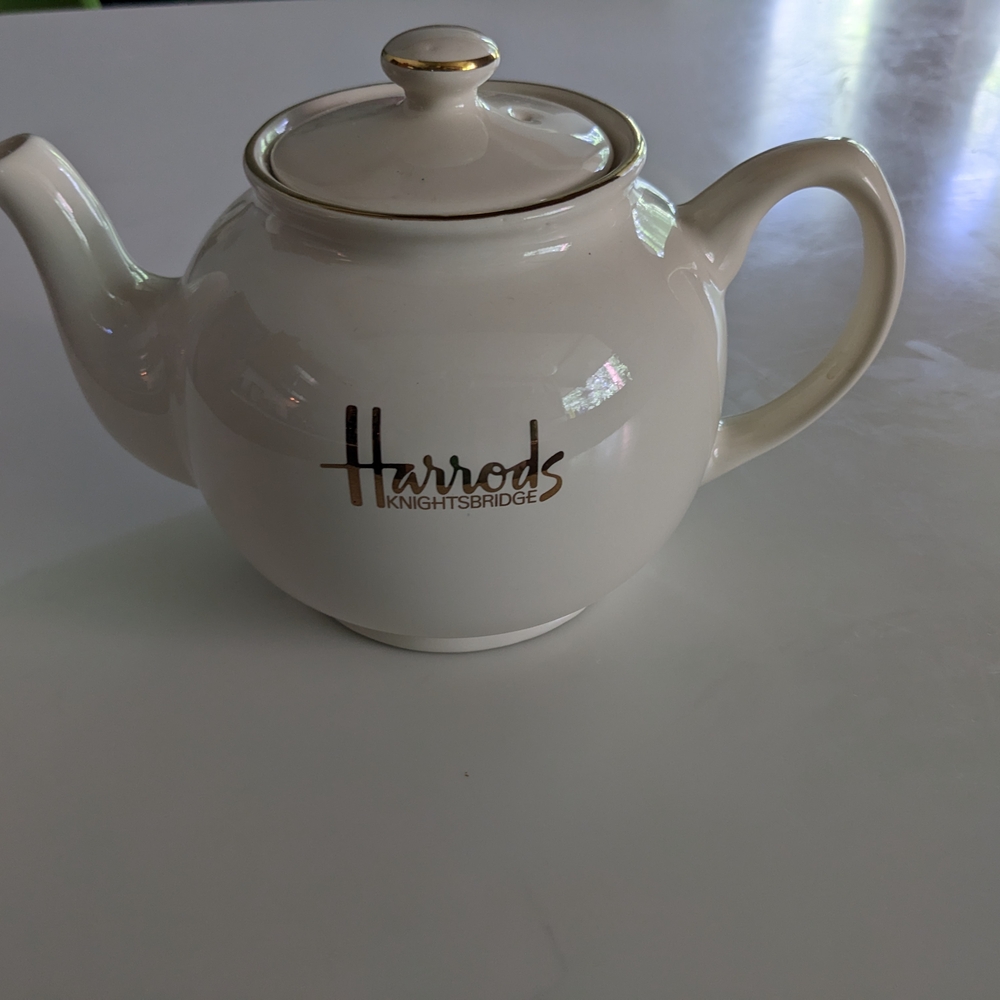 Harrods White Teapot